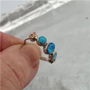 Opal Ring 9k Rose Gold 925 Silver  5,6,7,8,9  Handmade Hadar Designers  (I r355)y5