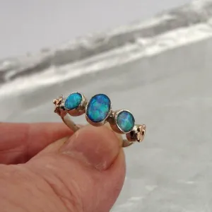 Opal Ring 9k Rose Gold 925 Silver  5,6,7,8,9  Handmade Hadar Designers  (I r355)y5
