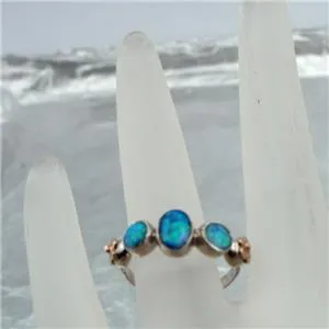 Opal Ring 9k Rose Gold 925 Silver  5,6,7,8,9  Handmade Hadar Designers  (I r355)y5