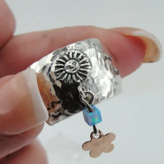 Opal Ring 9k Rose Gold 925 Silver  6.5,7, 7.5,8 Handmade Hadar Designers  () SALE