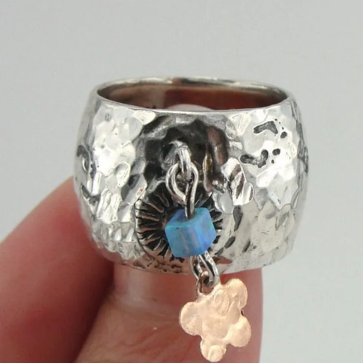 Opal Ring 9k Rose Gold 925 Silver  6.5,7, 7.5,8 Handmade Hadar Designers  () SALE