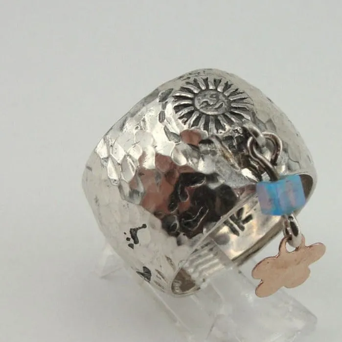 Opal Ring 9k Rose Gold 925 Silver  6.5,7, 7.5,8 Handmade Hadar Designers  () SALE