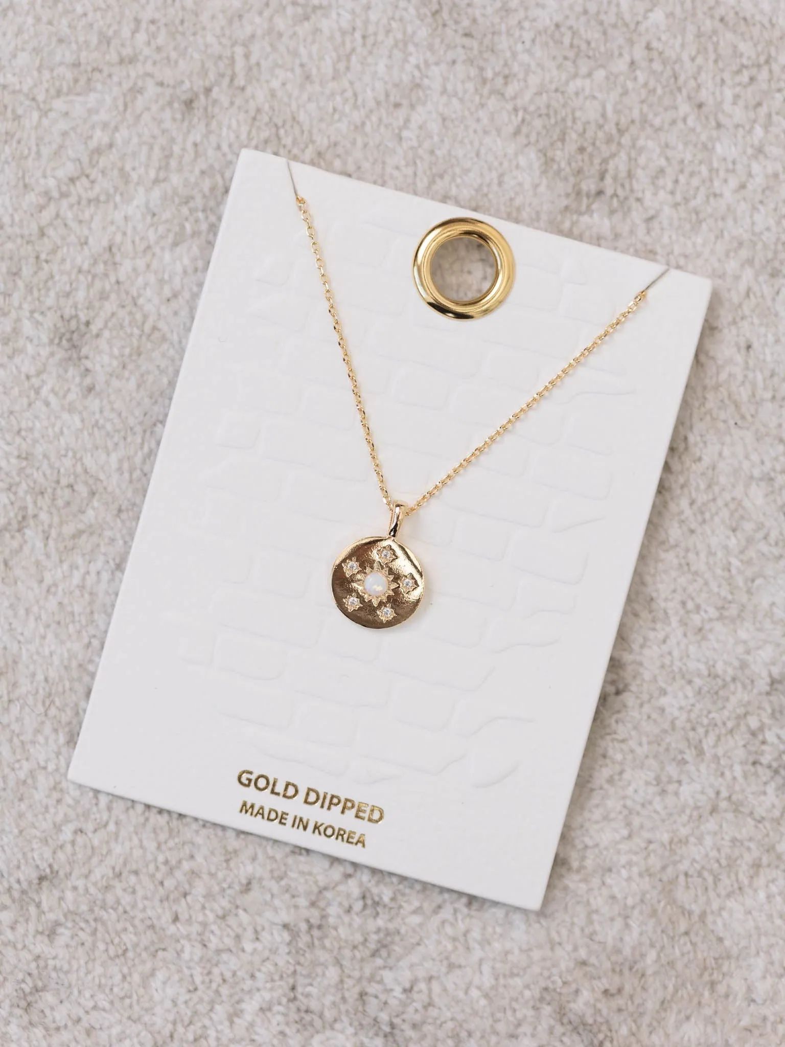 Opal Stone Gold Dipped Necklace