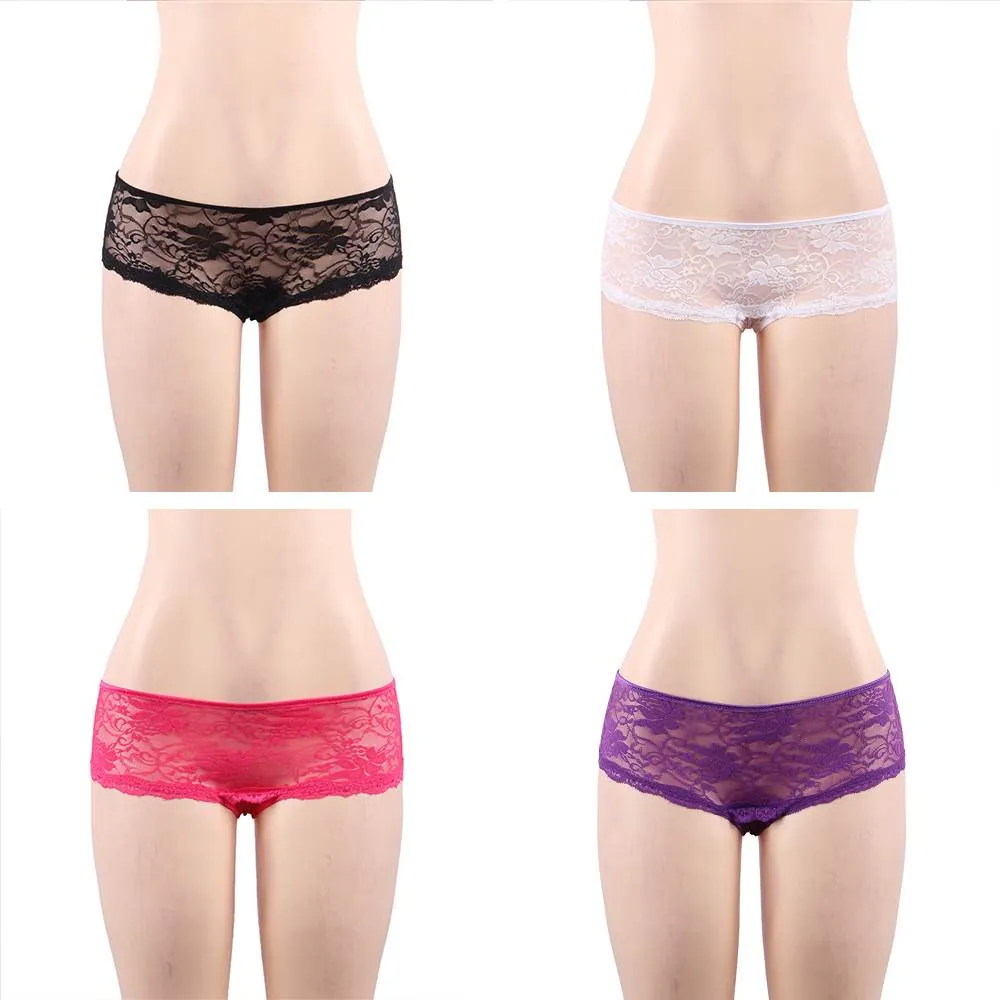 Open Crotch Floral Lace Panty 4in1 Box