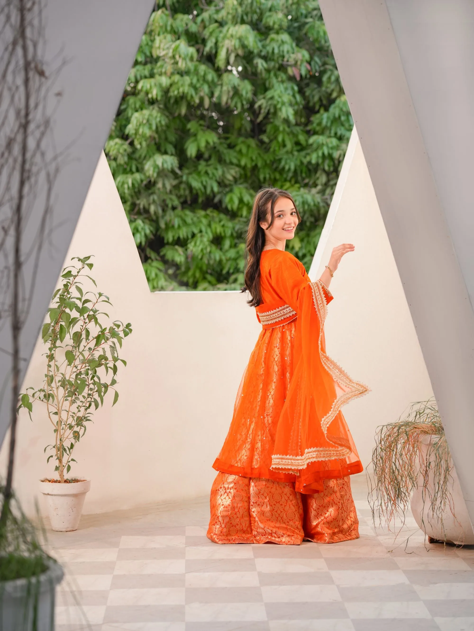 Orange Andrakha Frock