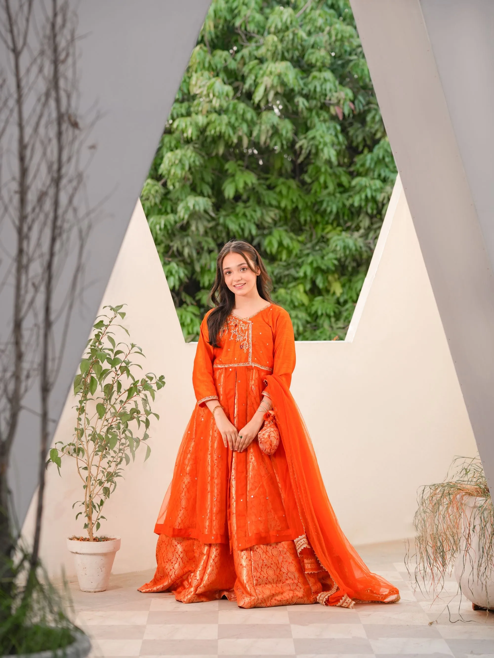 Orange Andrakha Frock