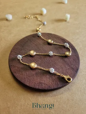 Oval & Crystal Single Anklet