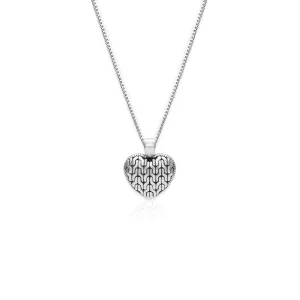 Oxidised Silver Charming Heart Pendant with Box Chain