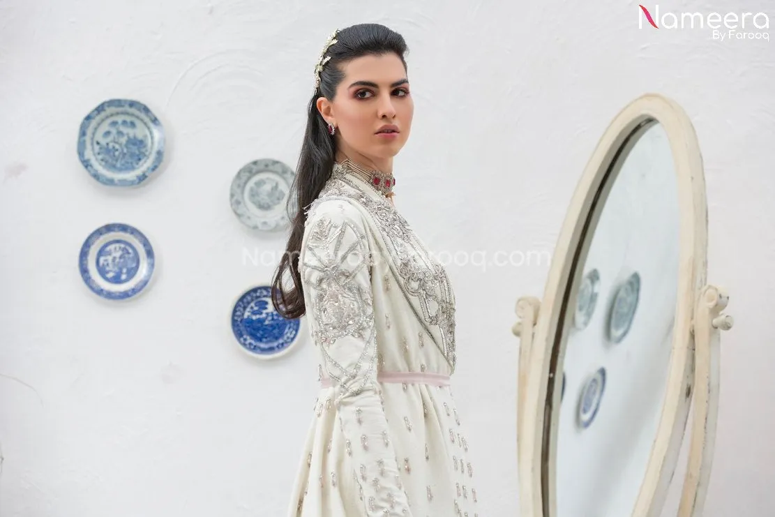 Pakistani Bridal Gown in Alluring Ivory Color #BS504