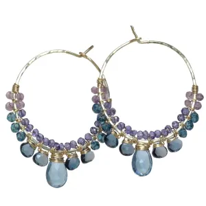 Pale Amethyst Dark Amethyst and Topaz Earrings CLP131 by Calico Juno Designs, Bonnie Riconda