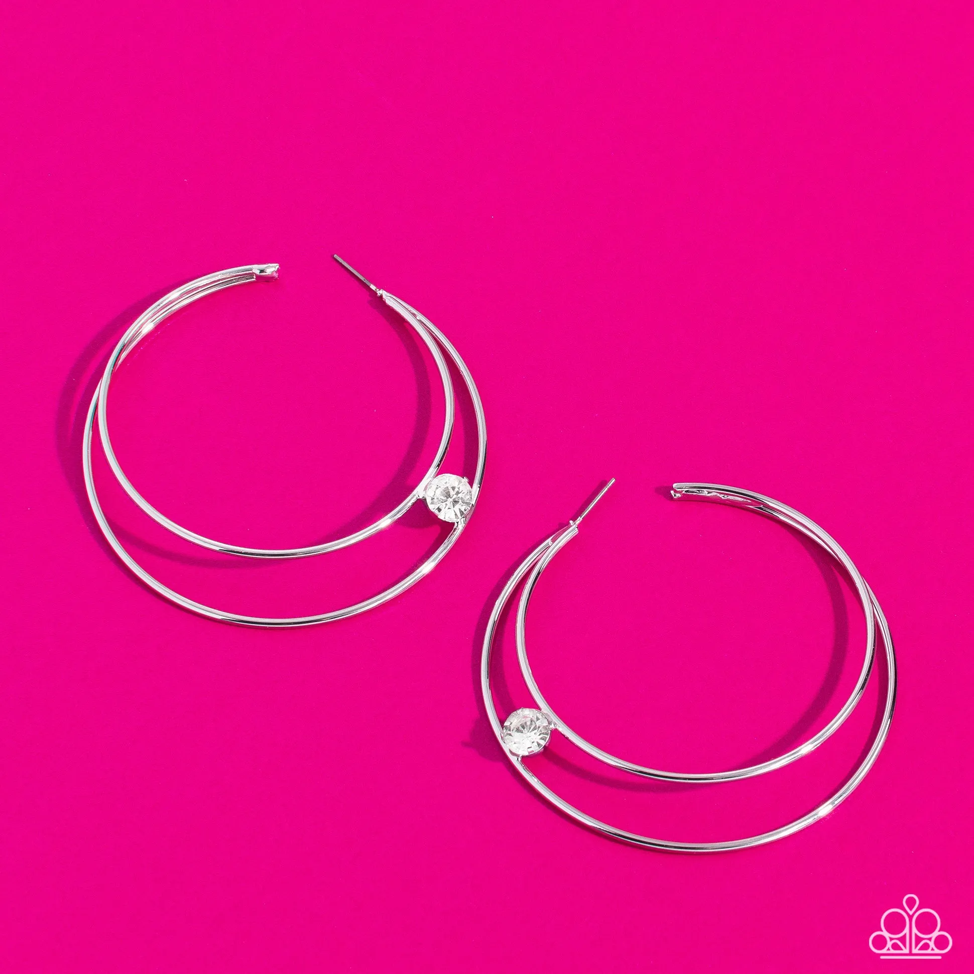 Paparazzi Theater HOOP - White Hoop Earring