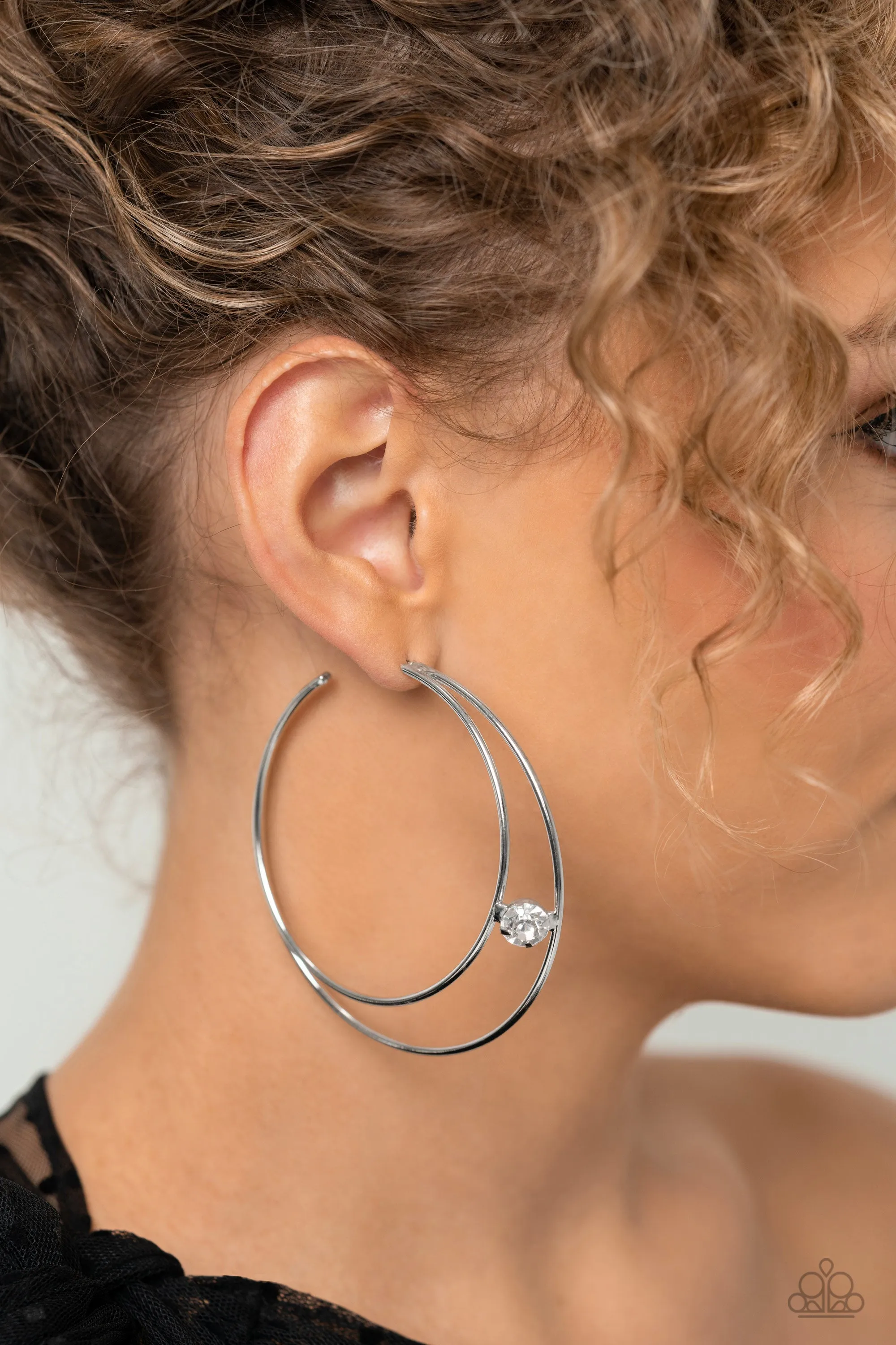 Paparazzi Theater HOOP - White Hoop Earring