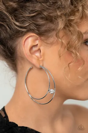 Paparazzi Theater HOOP - White Hoop Earring