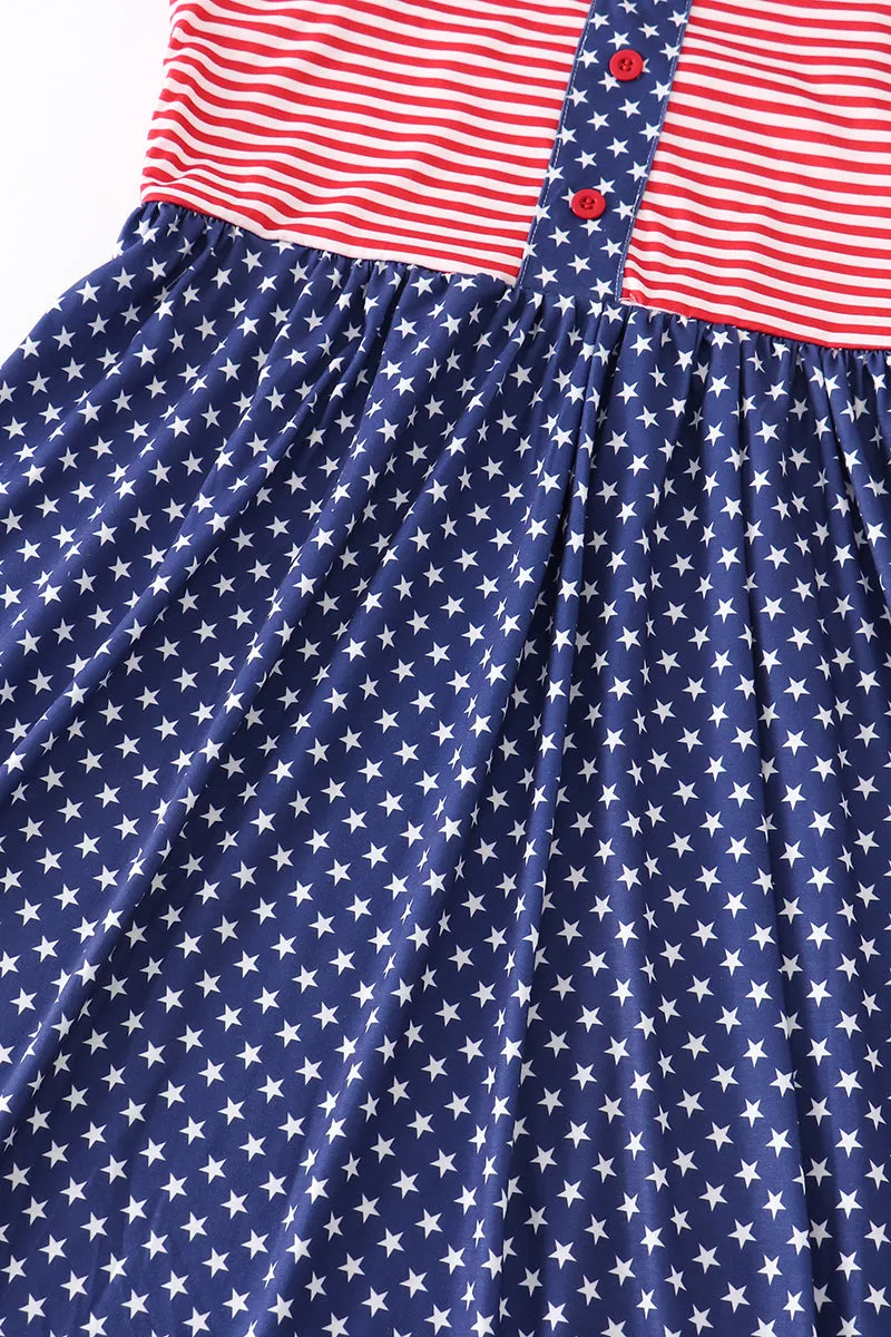 Patriotic Star Flag Print Women Dress