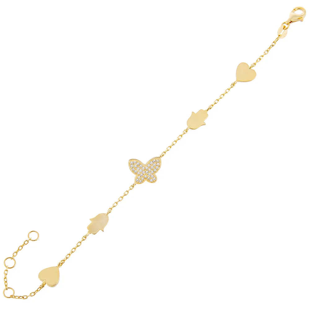 Pavé X Solid Multi Charms Bracelet