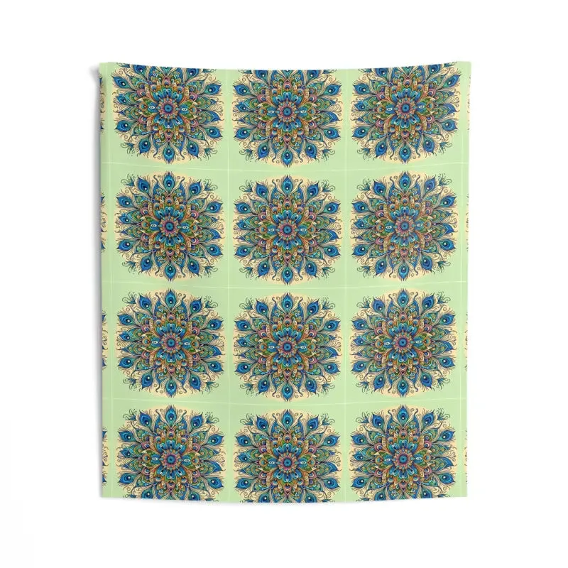 Peacock Feathers Pattern Polyester Indoor Wall Tapestry