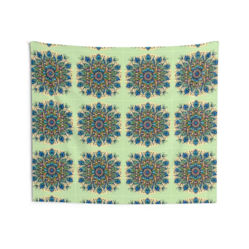 Peacock Feathers Pattern Polyester Indoor Wall Tapestry