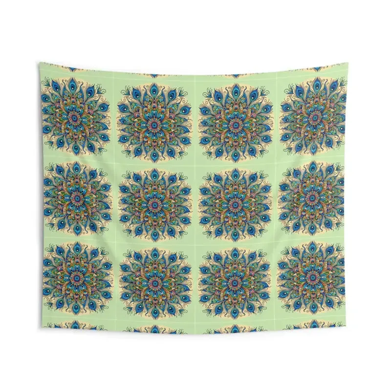 Peacock Feathers Pattern Polyester Indoor Wall Tapestry