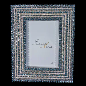 Pearl & Aquamarine 5 x 7 Crystal Picture Frame Featuring Premium Crystal