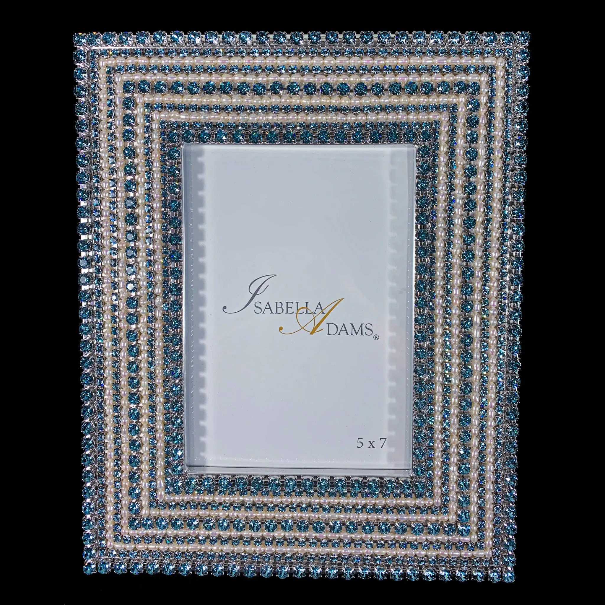 Pearl & Aquamarine 5 x 7 Crystal Picture Frame Featuring Premium Crystal