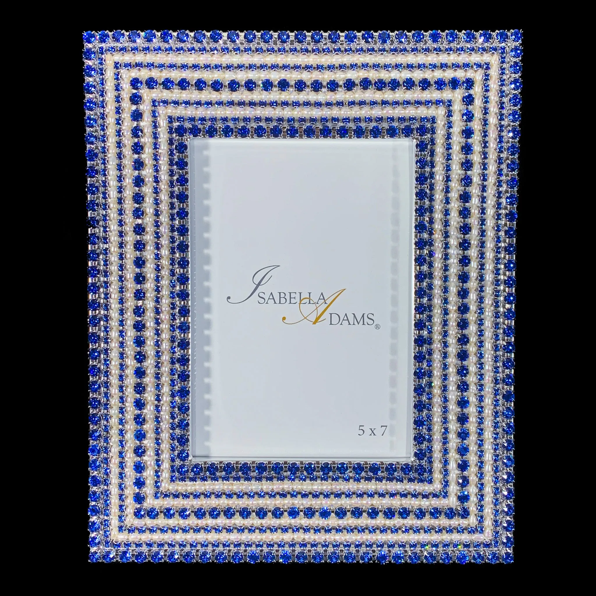 Pearl & Sapphire 5 x 7 Crystal Picture Frame Featuring Premium Crystal
