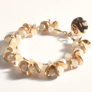 Pearl Bead Wreath Front Earrings - Gold - AD4