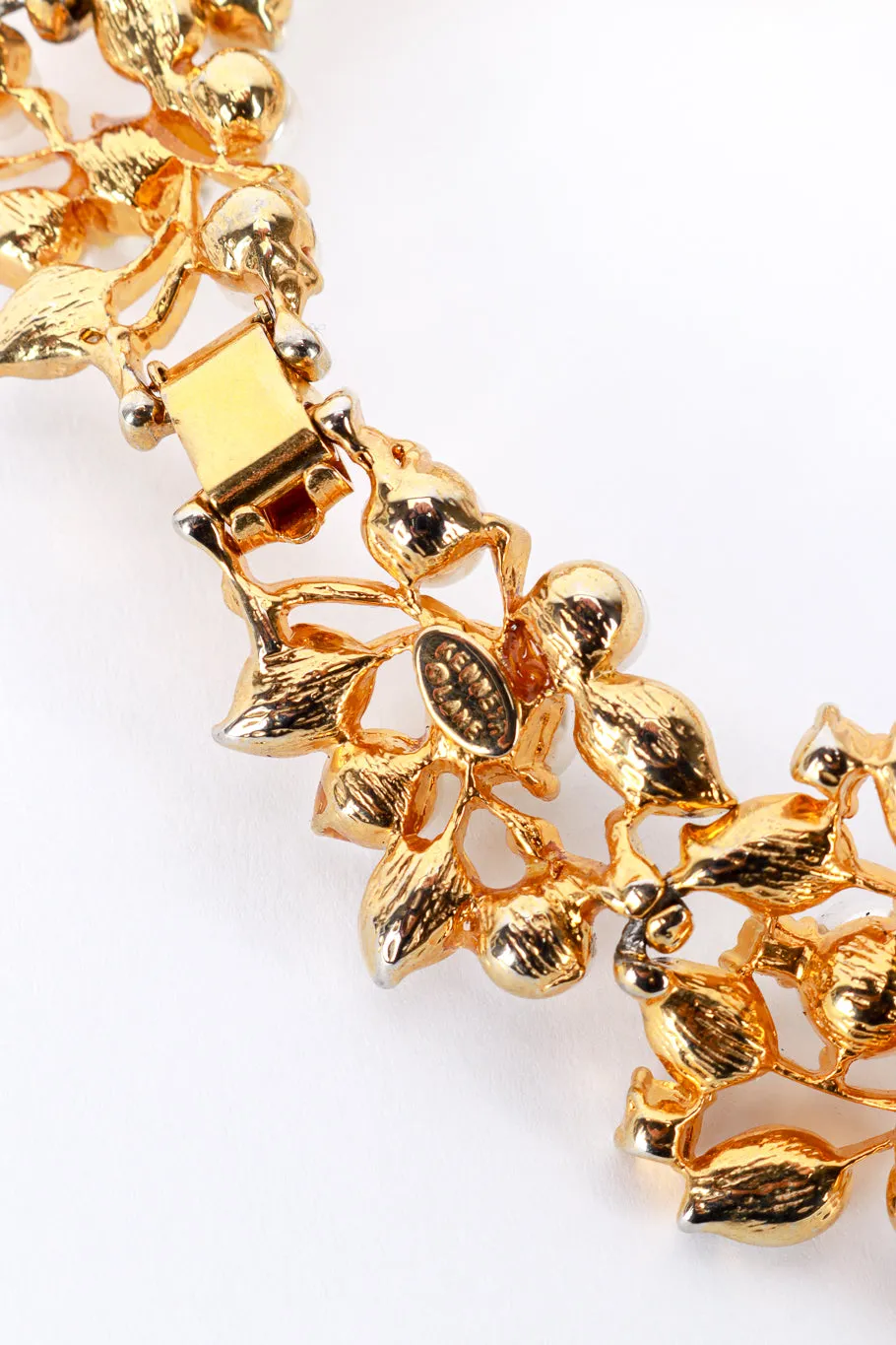 Pearl Rhinestone Floral Collar Necklace