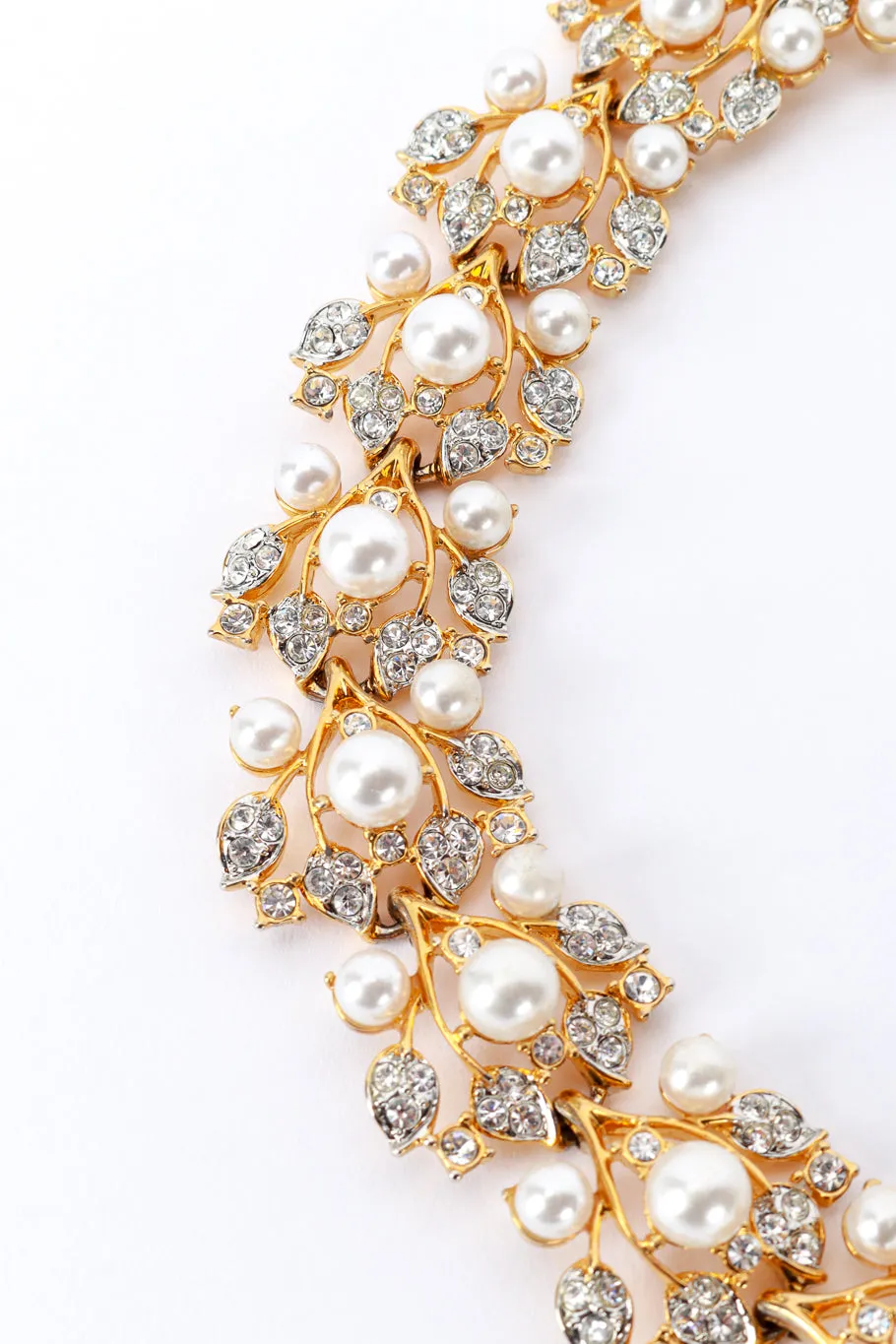 Pearl Rhinestone Floral Collar Necklace