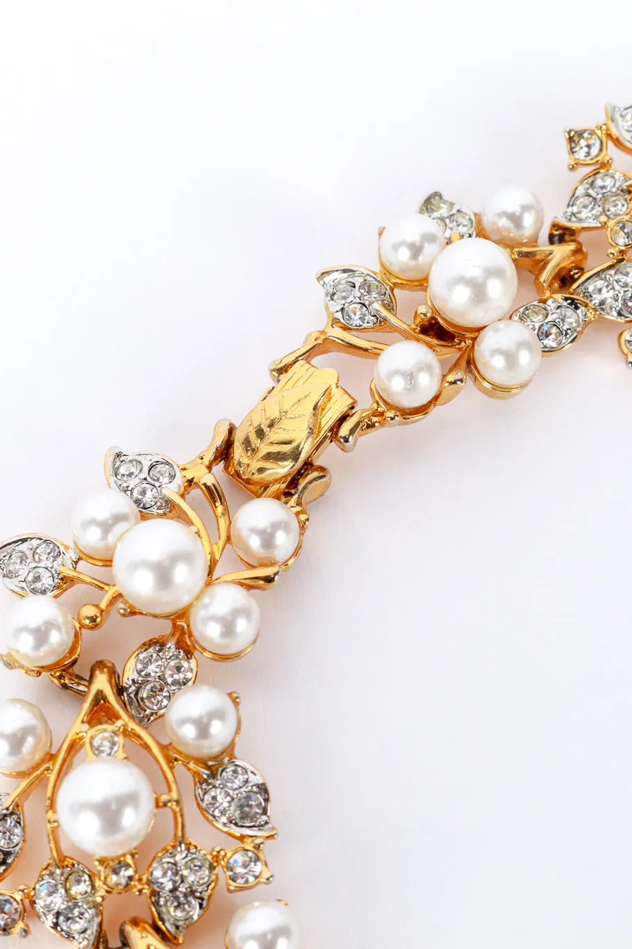 Pearl Rhinestone Floral Collar Necklace