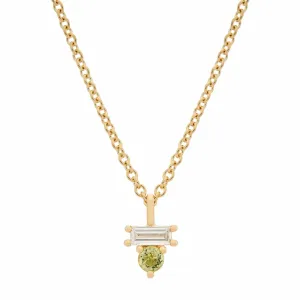 Peridot & Diamond Baguette Necklace