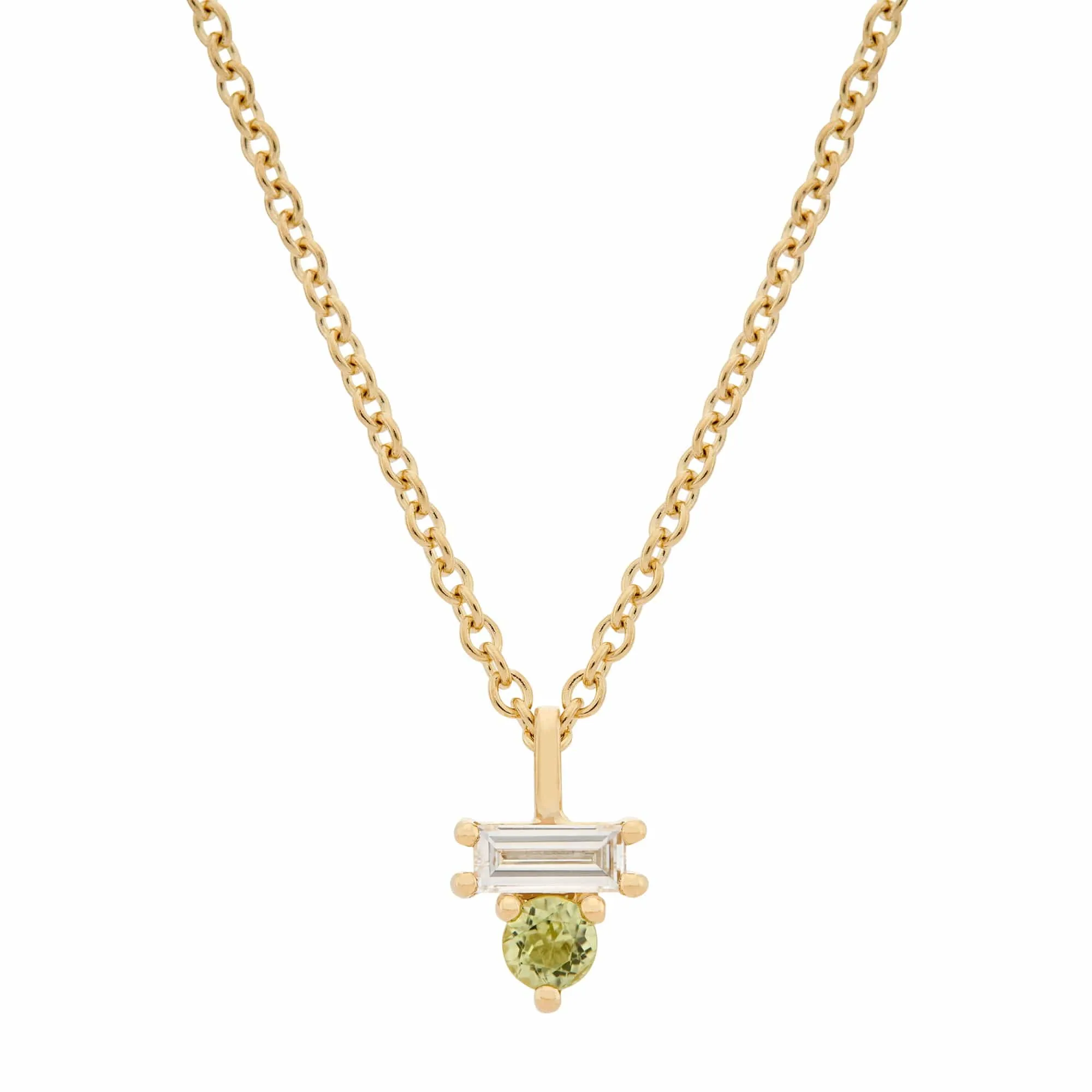 Peridot & Diamond Baguette Necklace