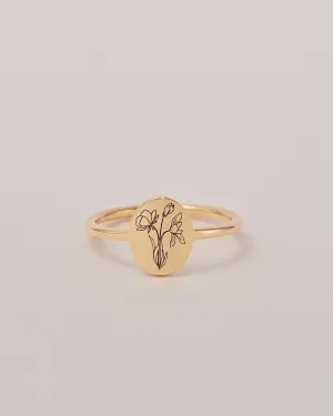 Personalized WildFlower Ring | Custom Dainty Ring | Everyday Statement Ring | Stacking Ring | Minimalist Stacking Ring | Engraved Ring