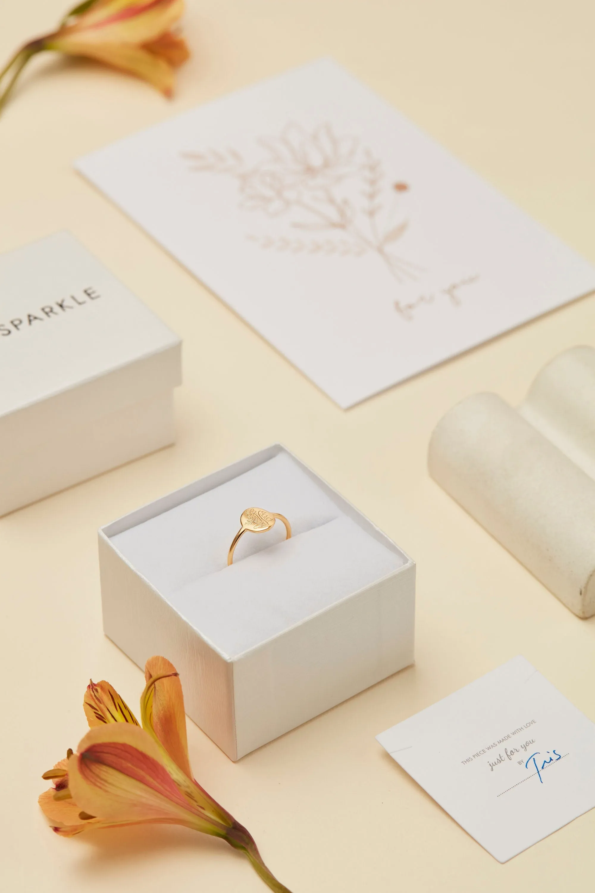 Personalized WildFlower Ring | Custom Dainty Ring | Everyday Statement Ring | Stacking Ring | Minimalist Stacking Ring | Engraved Ring
