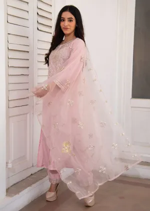 Petal Dew Shimmer Pink Suit-Set of 3