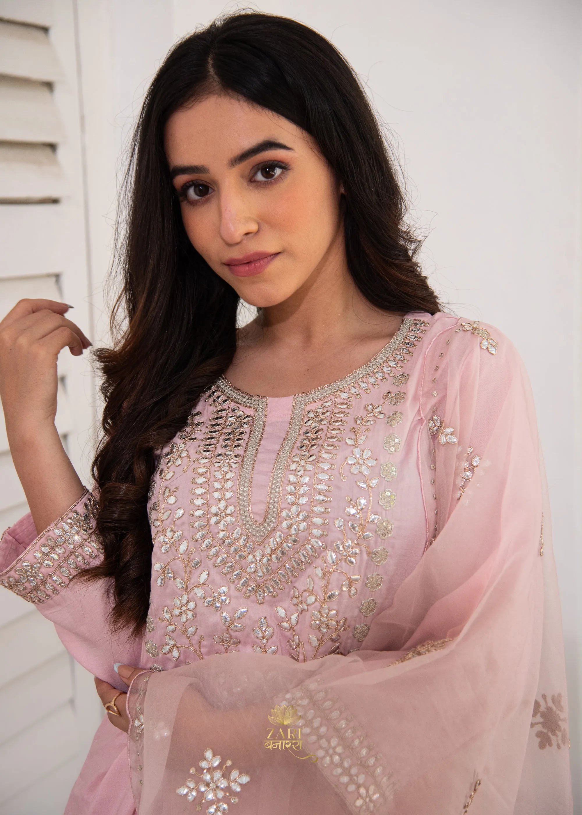 Petal Dew Shimmer Pink Suit-Set of 3