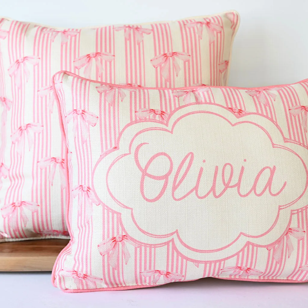 Pink Bow Pattern Oversized Square Pillow