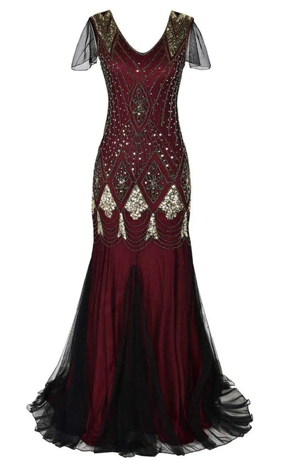 Pink Long Sequin 1920s Dress