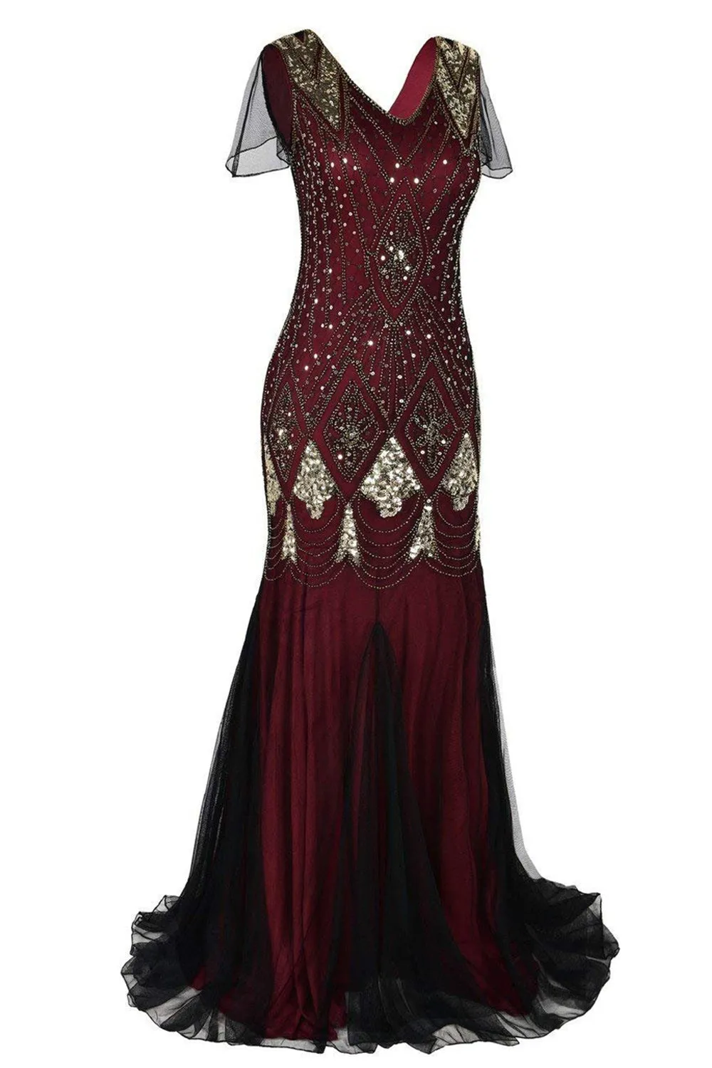 Pink Long Sequin 1920s Dress