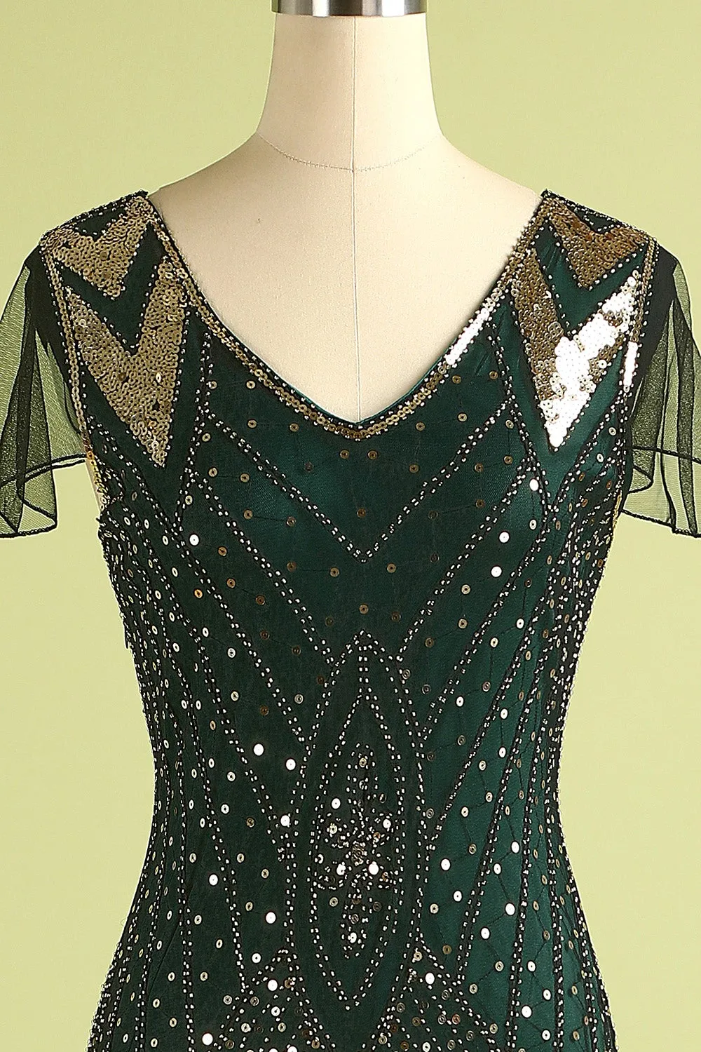 Pink Long Sequin 1920s Dress