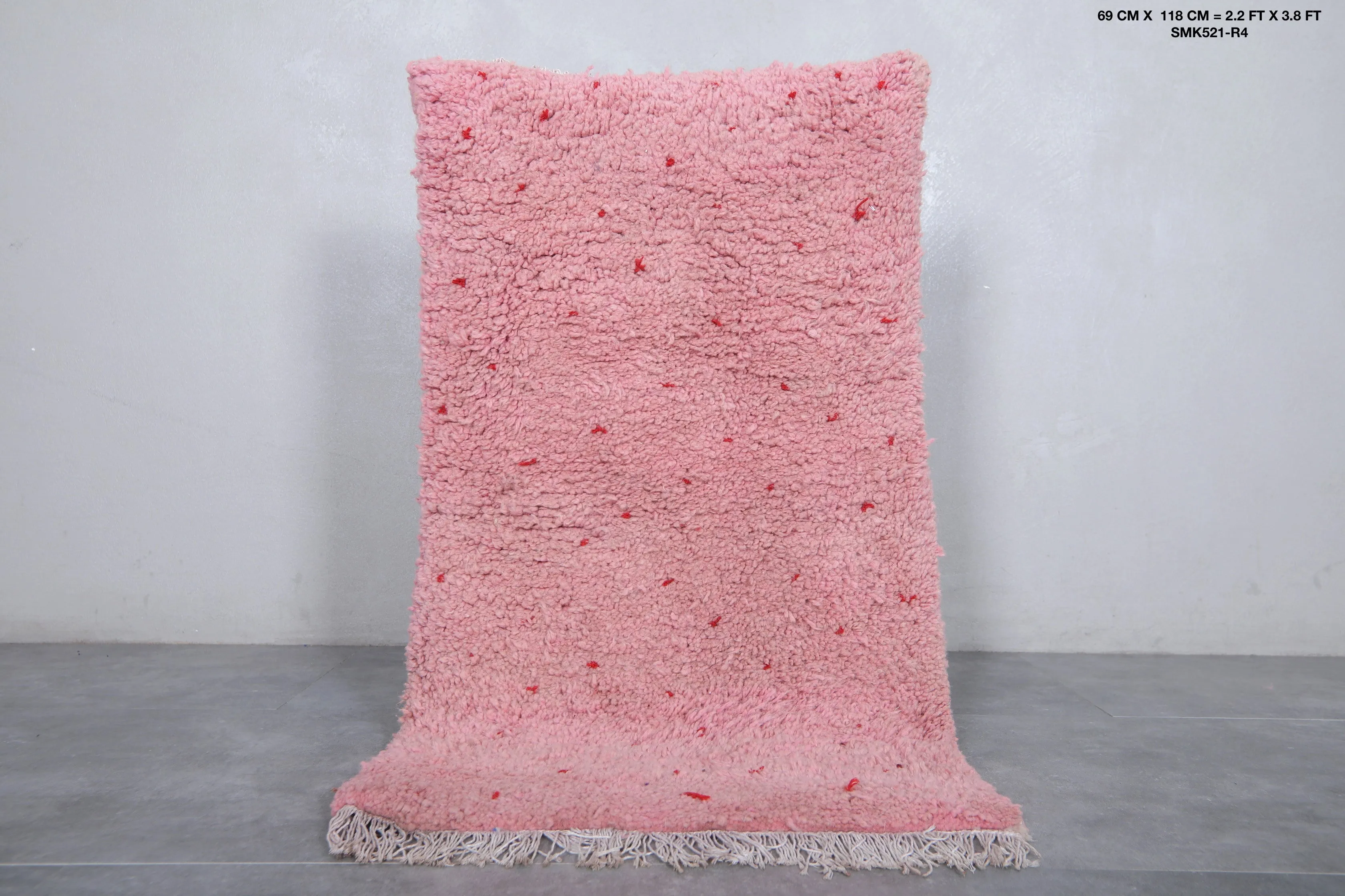 Pink Moroccan Rug - 2.2 x 3.8 Feet | Handmade Berber Wool