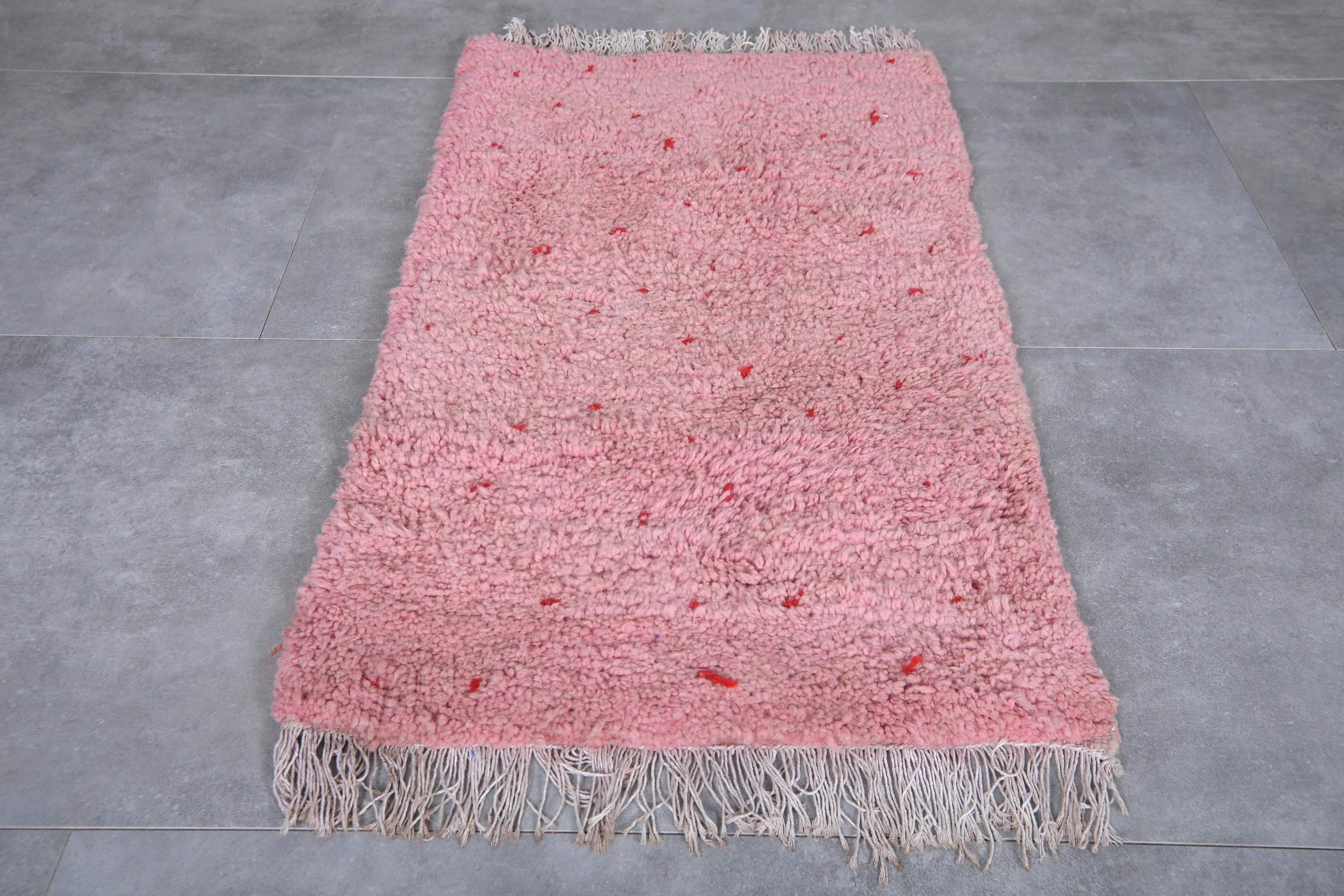 Pink Moroccan Rug - 2.2 x 3.8 Feet | Handmade Berber Wool