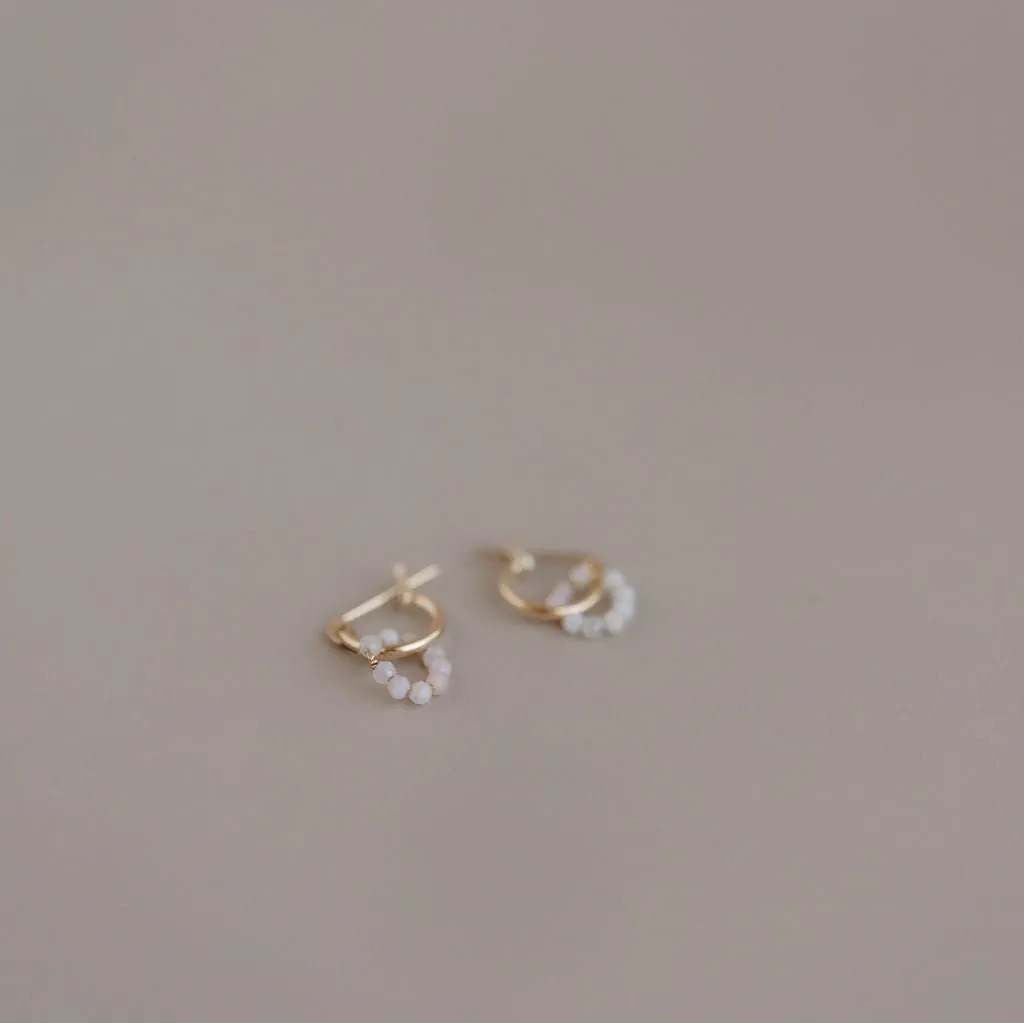 Pink Opal Hoop Earrings