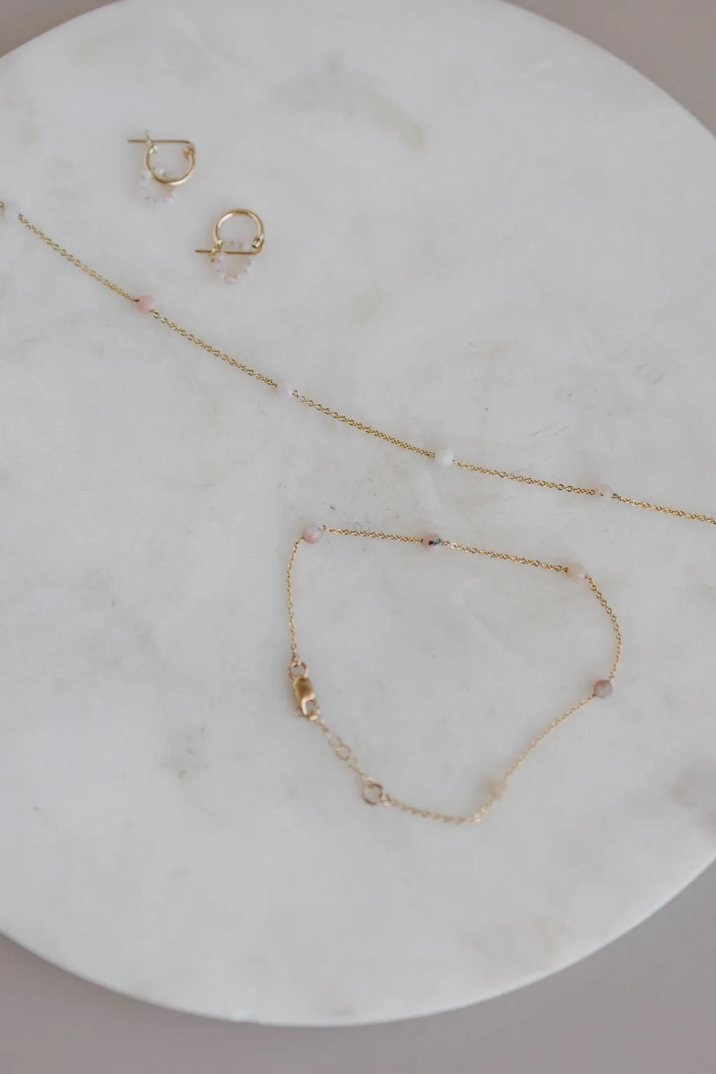 Pink Opal Hoop Earrings