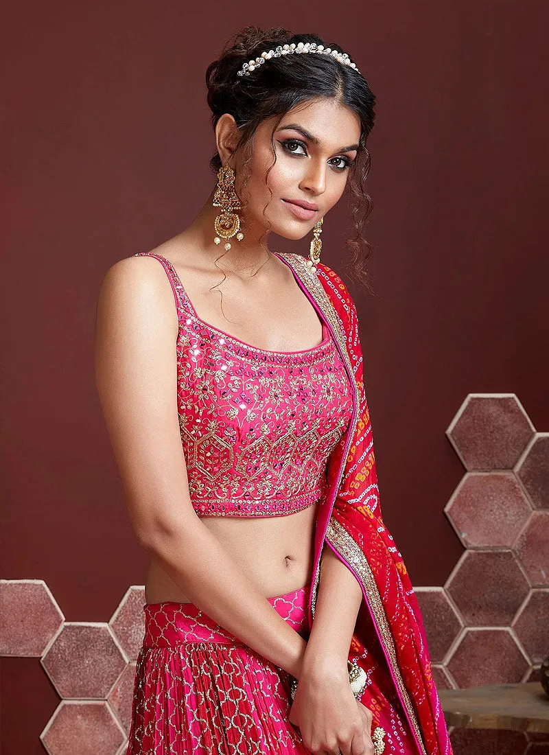 Pink Two Tone Stylish Lehenga Choli