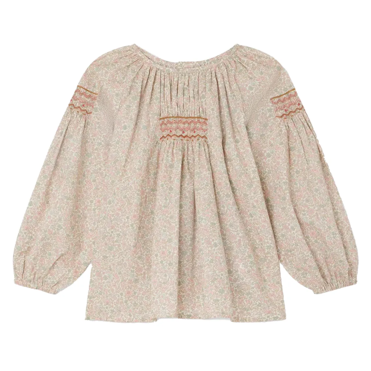 Poldie Pink Floral Smocked Blouse