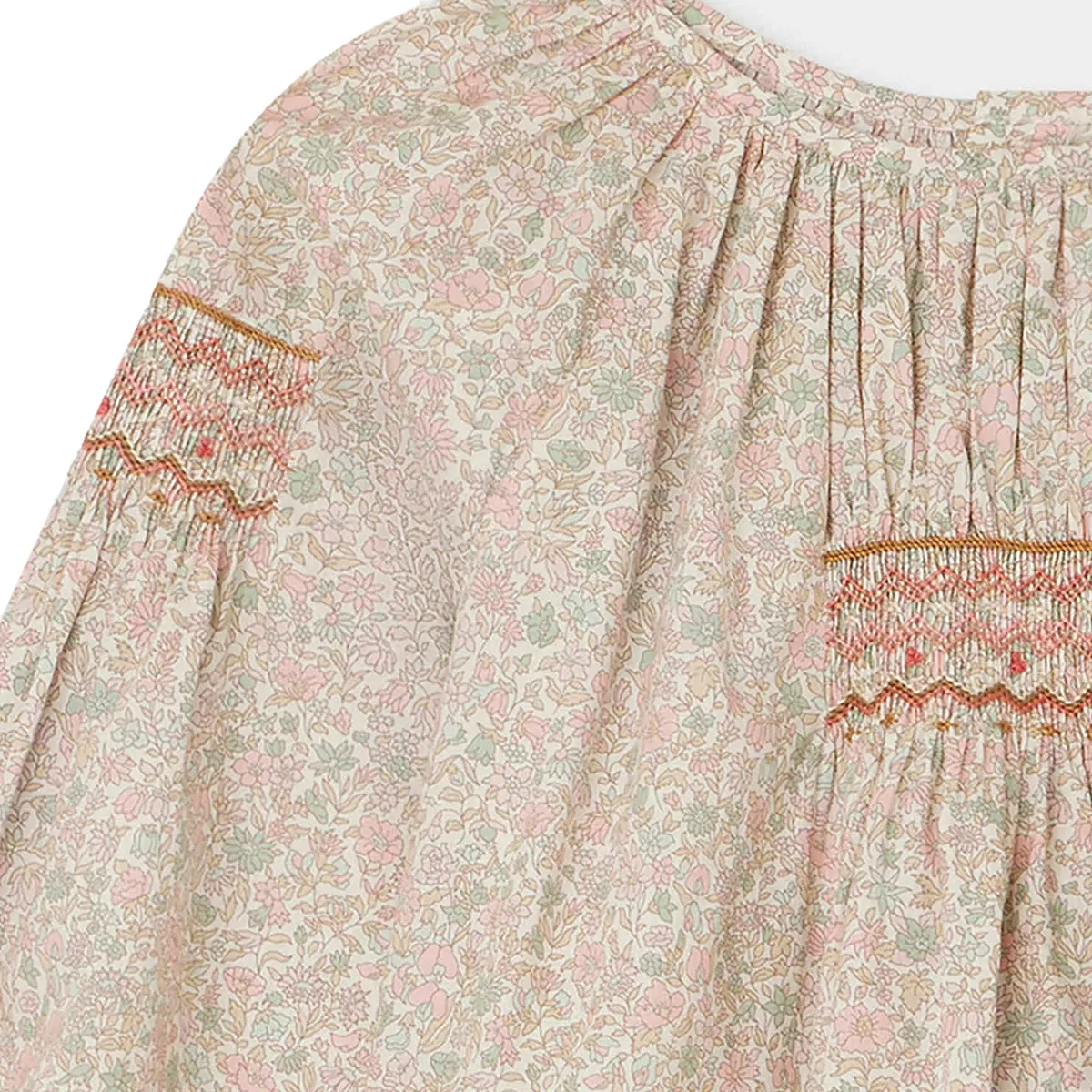 Poldie Pink Floral Smocked Blouse