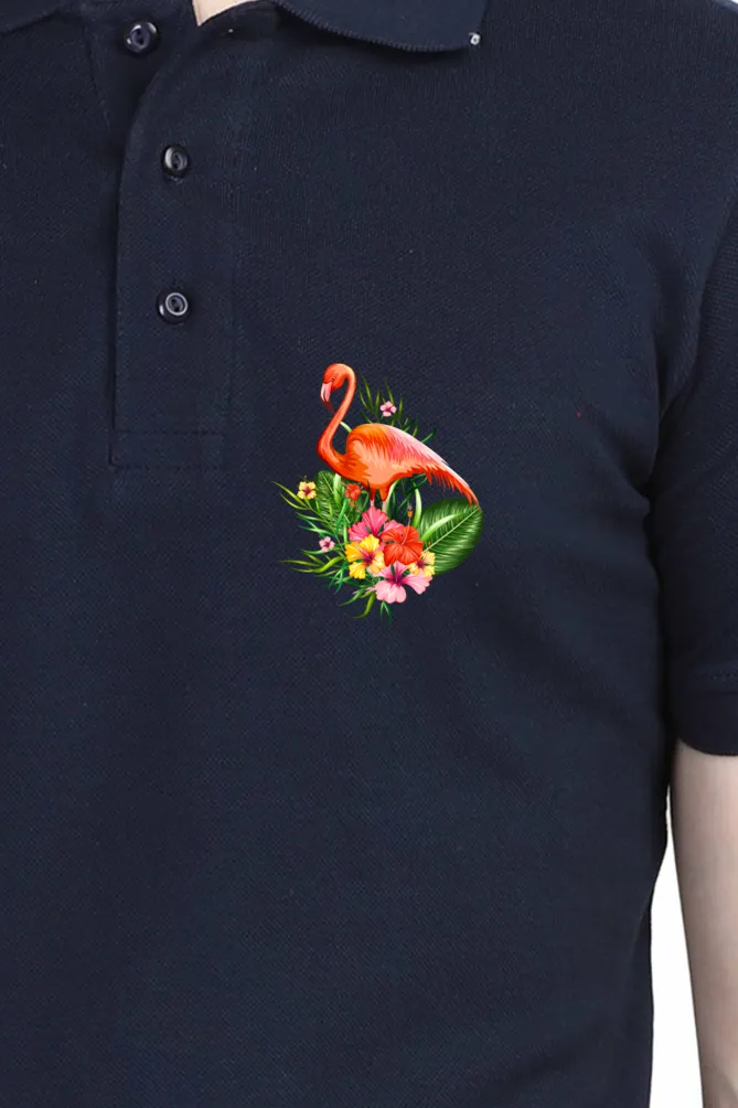 Polo Neck T-Shirt (Men) - Fashionable Flamingo (10 Colours)