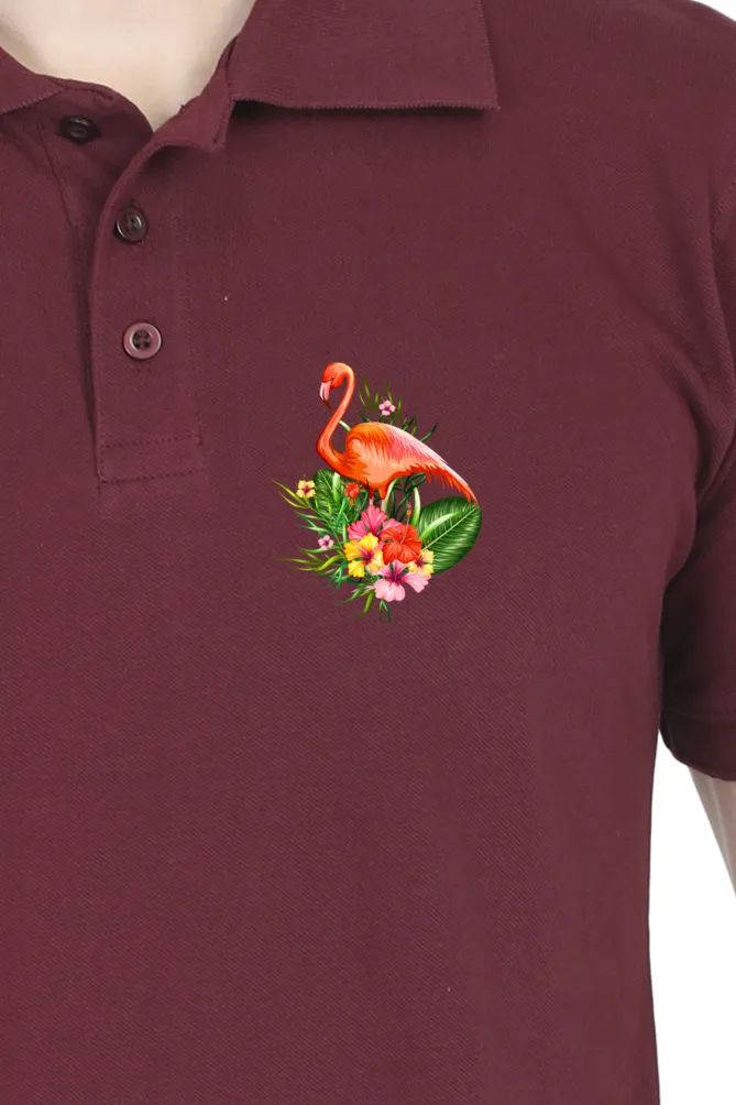 Polo Neck T-Shirt (Men) - Fashionable Flamingo (10 Colours)