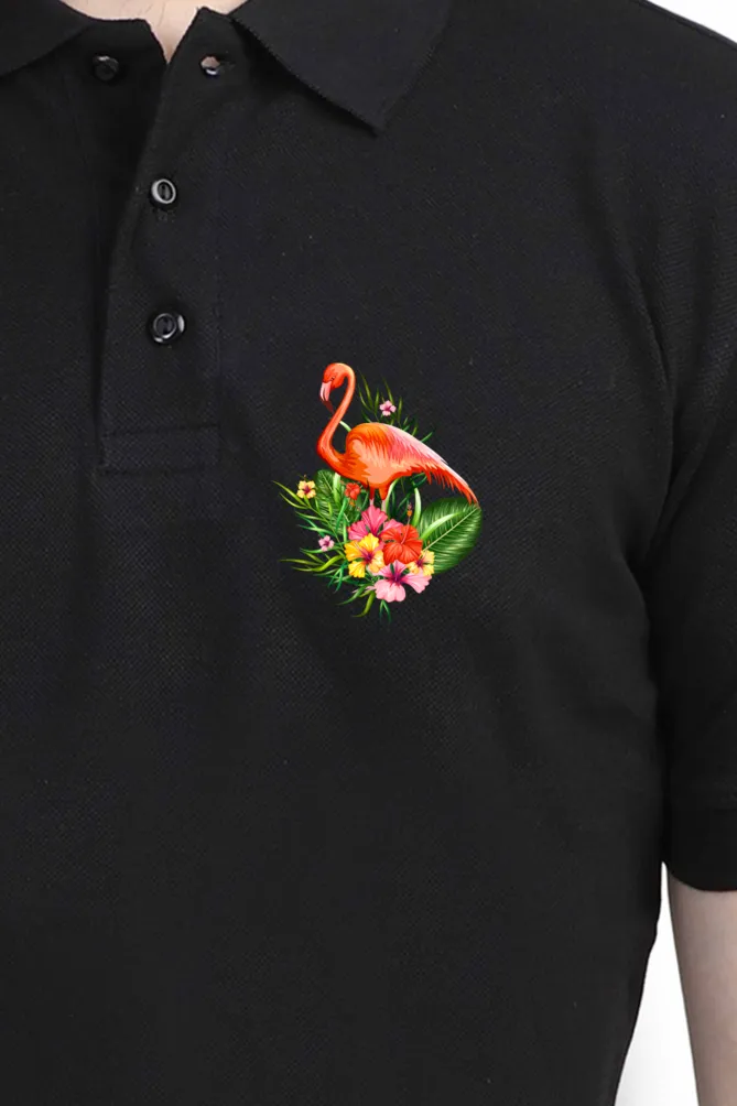 Polo Neck T-Shirt (Men) - Fashionable Flamingo (10 Colours)