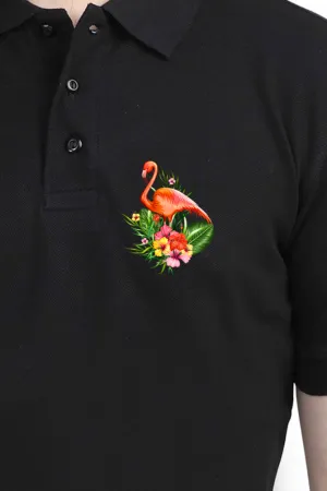 Polo Neck T-Shirt (Men) - Fashionable Flamingo (10 Colours)